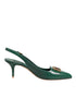 Dolce & Gabbana Dark Green DG Amore Slingbacks Sandals Shoes